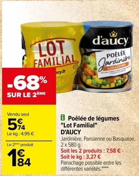 poelée de légumes ''lot familial'' d'aucy 