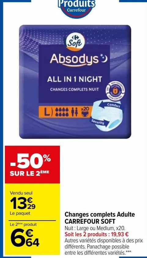 changes complets adulte carrefour soft 