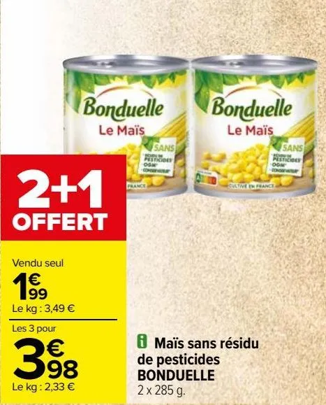 maïs sans résidu de pesticides bonduelle 