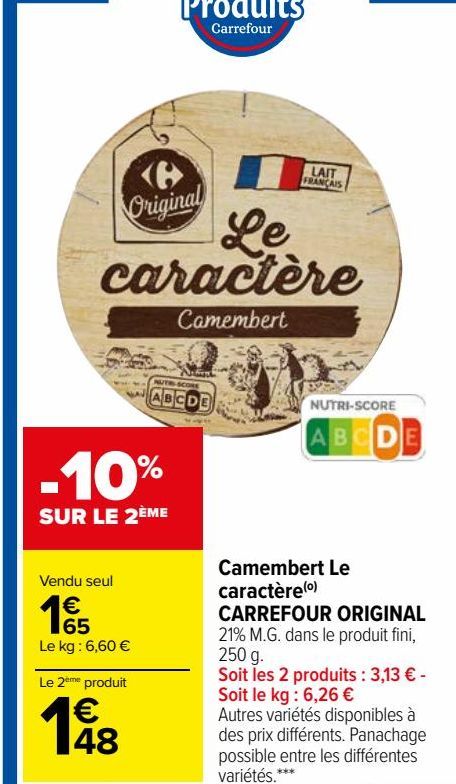 Camembert Le Caractére CARREFOUR ORIGINAL 