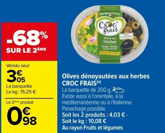 olive dénoyautées aux herbes croc frais 