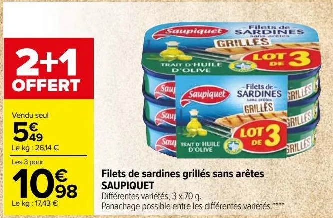 filets de sardines grillés sans aretes saupiquet 