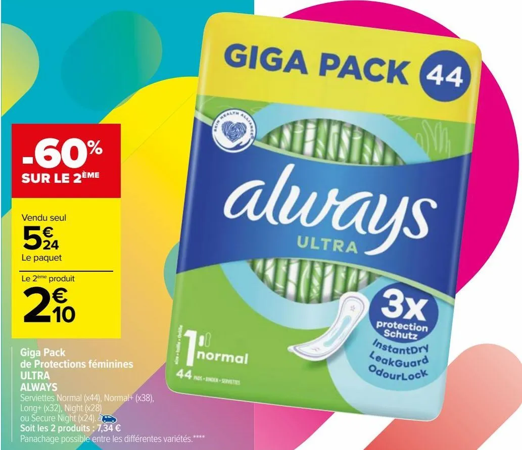 giga pack de protections féminines ultra always 