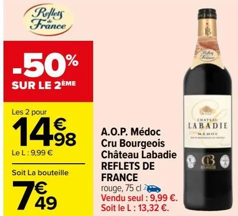 a.o.p médoc cru bourgeois chateau labadie reflets de france 