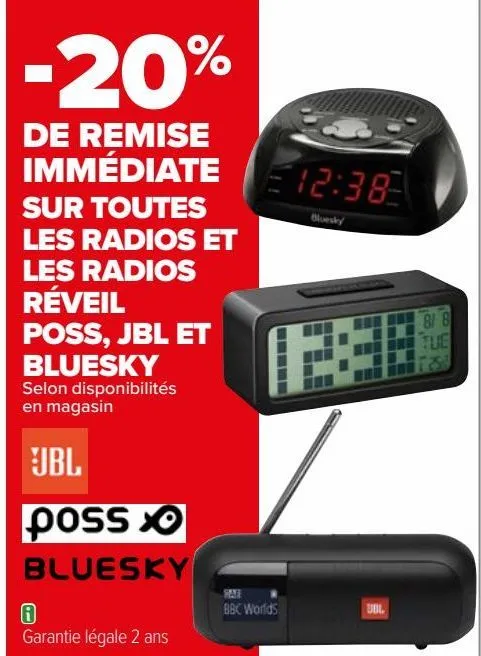 sur toutes les radios et les radios réveil poss, jbl et bluesky 