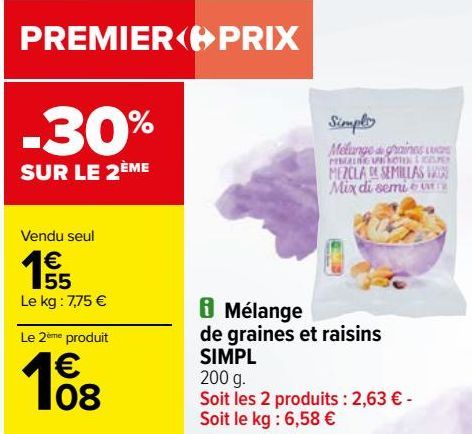 Mélagne de graines et raisins SIMPL 