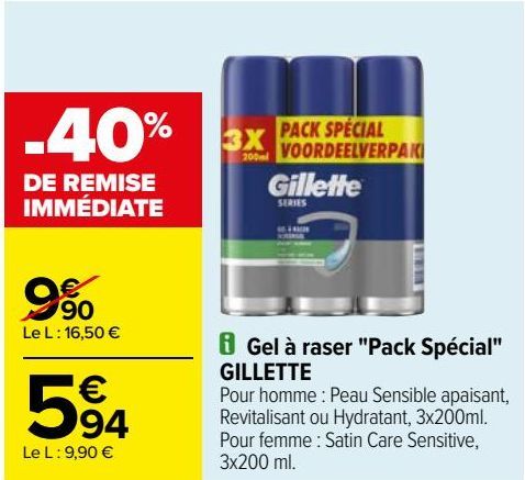 Gel à raser ''Pack Spécial'' GILLETTE 