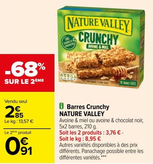 Barres Crunchy NATURE VALLEY 