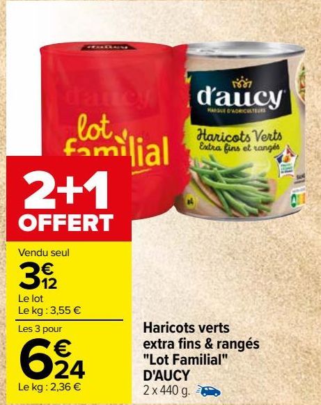 Harciots verts extra fins & rangés ''Lot Familial'' D'AUCY 