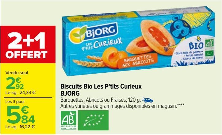 Biscuits Bio Les P'Tits Curieux BJORG 