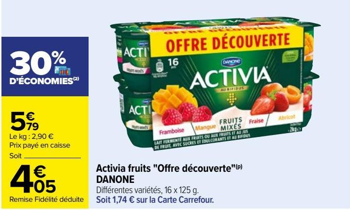 Activia fruits ¡¡Offre découverte'' DANONE 