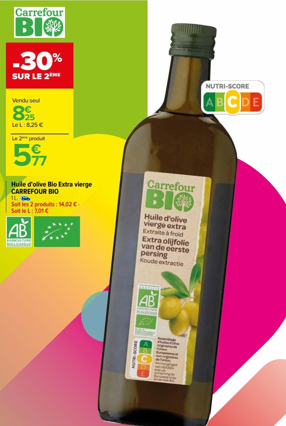 Huile d'olive Bio Extra vierge CARREFOUR BIO 