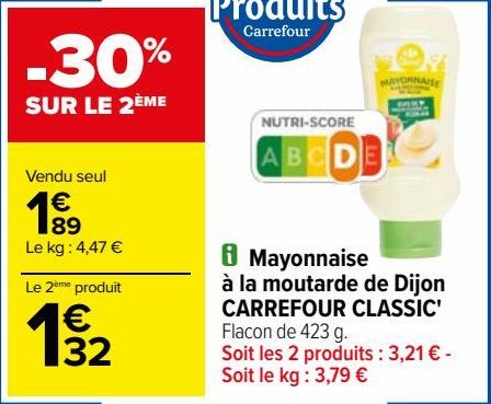 Mayonnais à la moutarde de Dijon CARREFOUR CLASSIC 