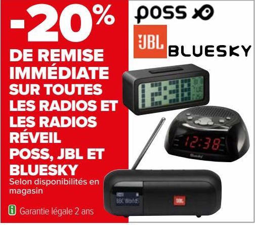 SUR TOUTES LES RADIOS ET LES RADIOS RÉVEIL POSS, JBL ET BLUESKY 