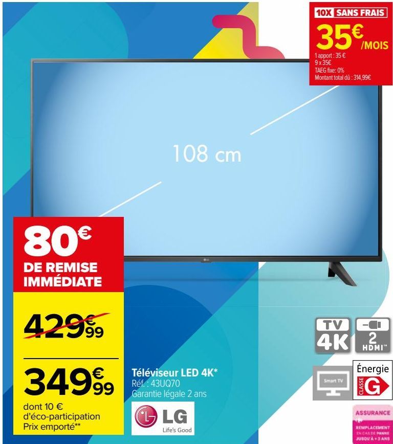 Téléviseur LED 4K 43UQ70