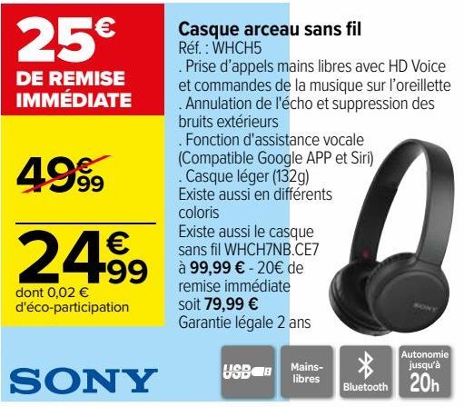 Casque arceau sans fil WHCH5