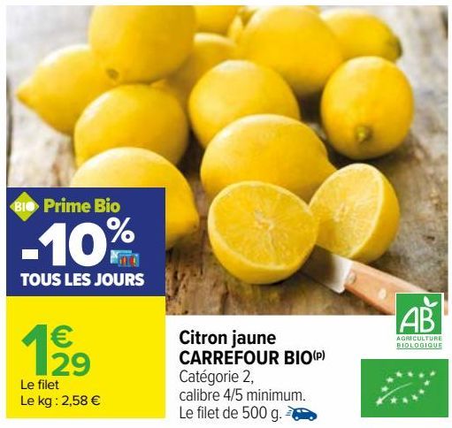 Citrons jaune CARREFOUR BIO 