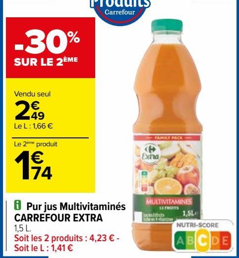 Pur jus Multivitaminés CARREFOUR EXTRA 