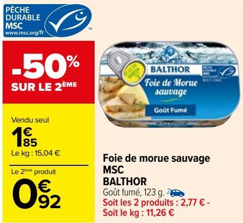 Foie de morue sauvage MSC BALTHOR 