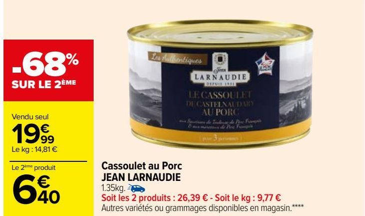 Cassoulet au Porc JEAN LARNAUDIE 