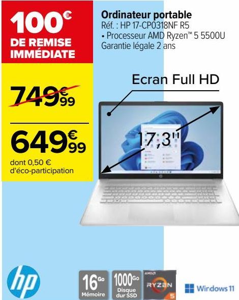 Ordinateur portable HP 17-CP0318NF R5 