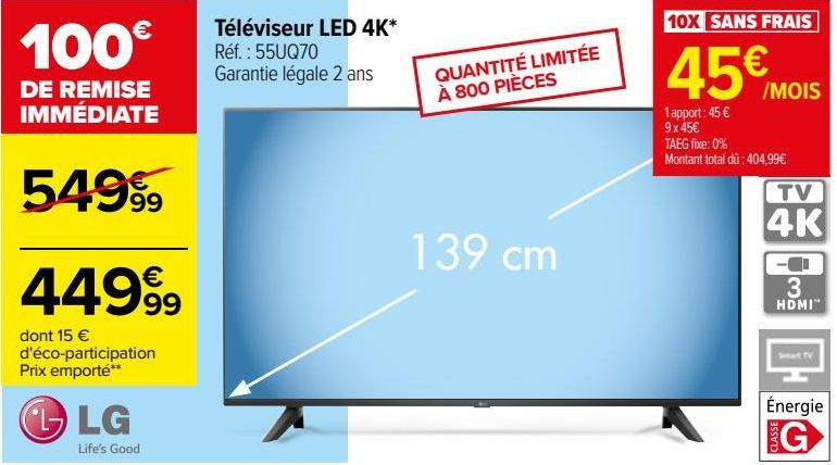 Téléviseur LED 4K 55UQ70