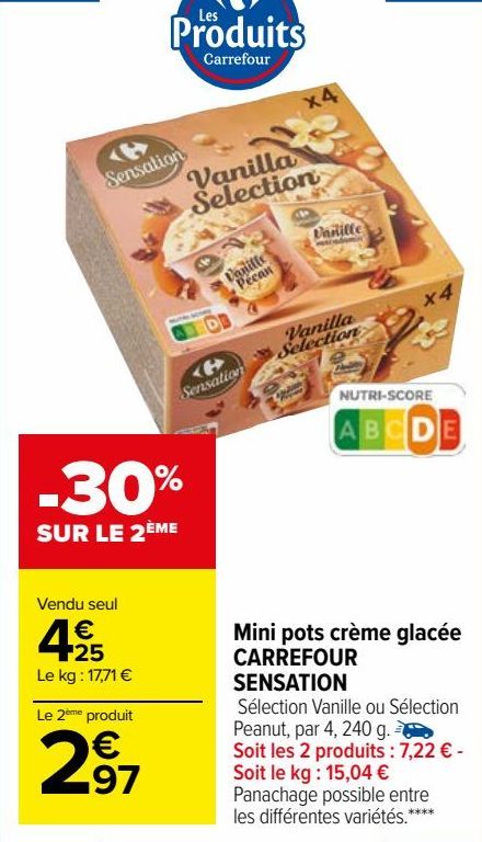 Mini pots crème glacée CARREFOUR SENSATION 