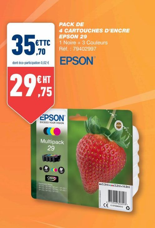 Pack de 4 cartouches d'encre Epson 29