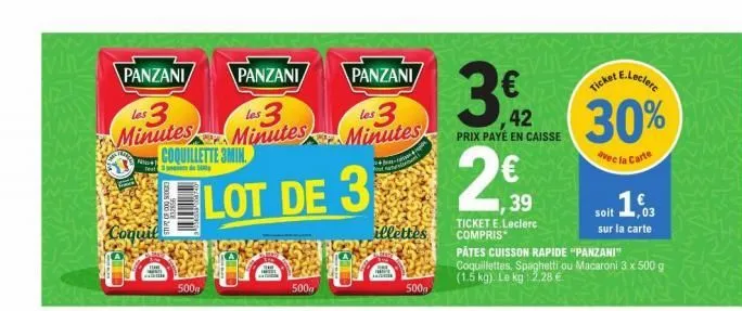 panzani  les 3 minutes  pok  coquil  n  test  messa fo  coquillette 3min  de 100  500g  panzani  les 3 minutes  lot de 3  500g  panzani  les 3 minutes  --  -  illettes  ma  500g  3,2  42 prix payé en 