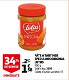PÄTE A TARTINER  SPECULOOS ORIGINAL  LOTUS offre à 1,58€ sur Auchan