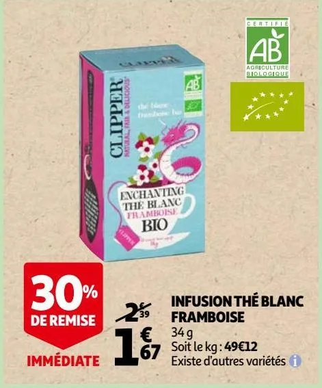 infusion thé blanc  framboise