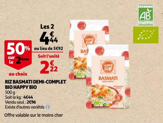 RIZ BASMATI DEMI-COMPLET  BIO HAPPY BIO