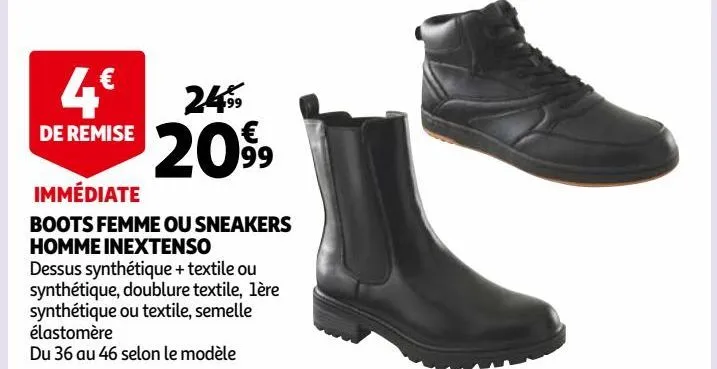 boots femme ou sneakers  homme inextenso