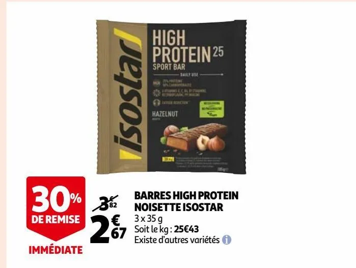 barres high protein  noisette isostar