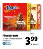 Daim  Schokoladen Torte mi naprigi Karamell  Almondy tarte  Au choix: Daim ou Toblerone 12148/116128 Produit nepelt  +50g GRATIS  NE  +50g GRATIS  450 g  3.99  kg-187€  offre sur Lidl
