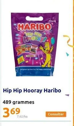 haribo hip hip kporty  hip hip hooray haribo  7.62/kg  partypack  consulter 