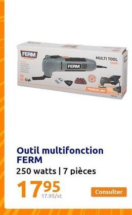 FERM  EXTER  FERM  17.95/st  MULTI TOOL  POWERLINE  Outil multifonction FERM  250 watts | 7 pièces  Consulter 