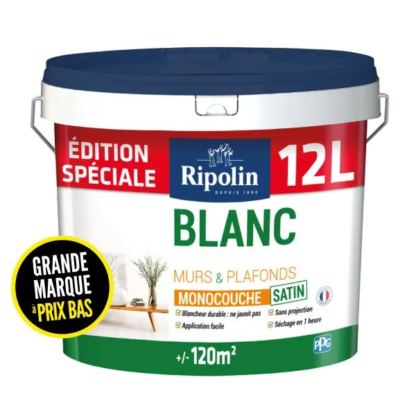 peinture ripolin blanc satin 12l