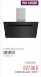 Hotte décorative Siemens offre sur Group Digital