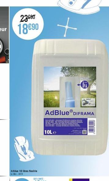 23⁹90 18890  Adhlue 10 litres flexible L: 16:9  +  AdBlue® DIFRAMA  ang CN  10Le  wheelegie photos an  TASKOLL USEOSSIBLE  IT 