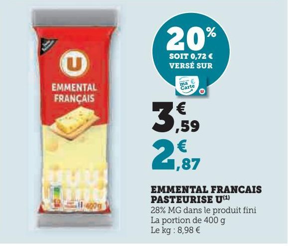 EMMENTAL FRANCAIS PASTEURISE U