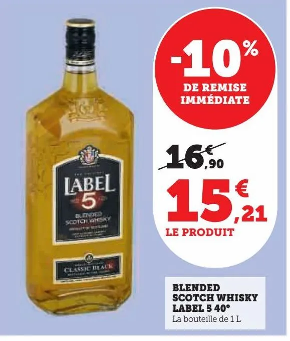 blended scotch whisky label 5 40º