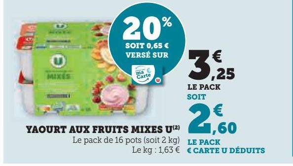 YAOURT AUX FRUITS MIXES U