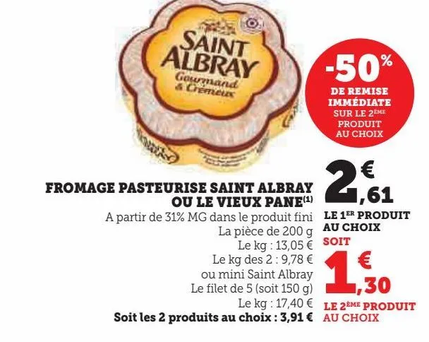 fromage pasteurise saint albray ou le vieux pane