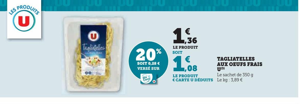 TAGLIATELLES AUX OEUFS FRAIS U