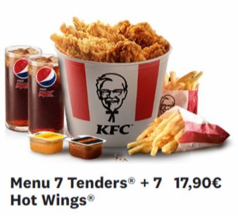 KFC  Menu 7 Tenders® +7 17,90€ Hot WingsⓇ 