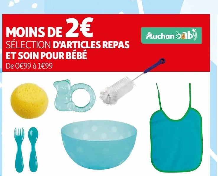 moins de 2€ sélection d'articles repas et soin pour bébé