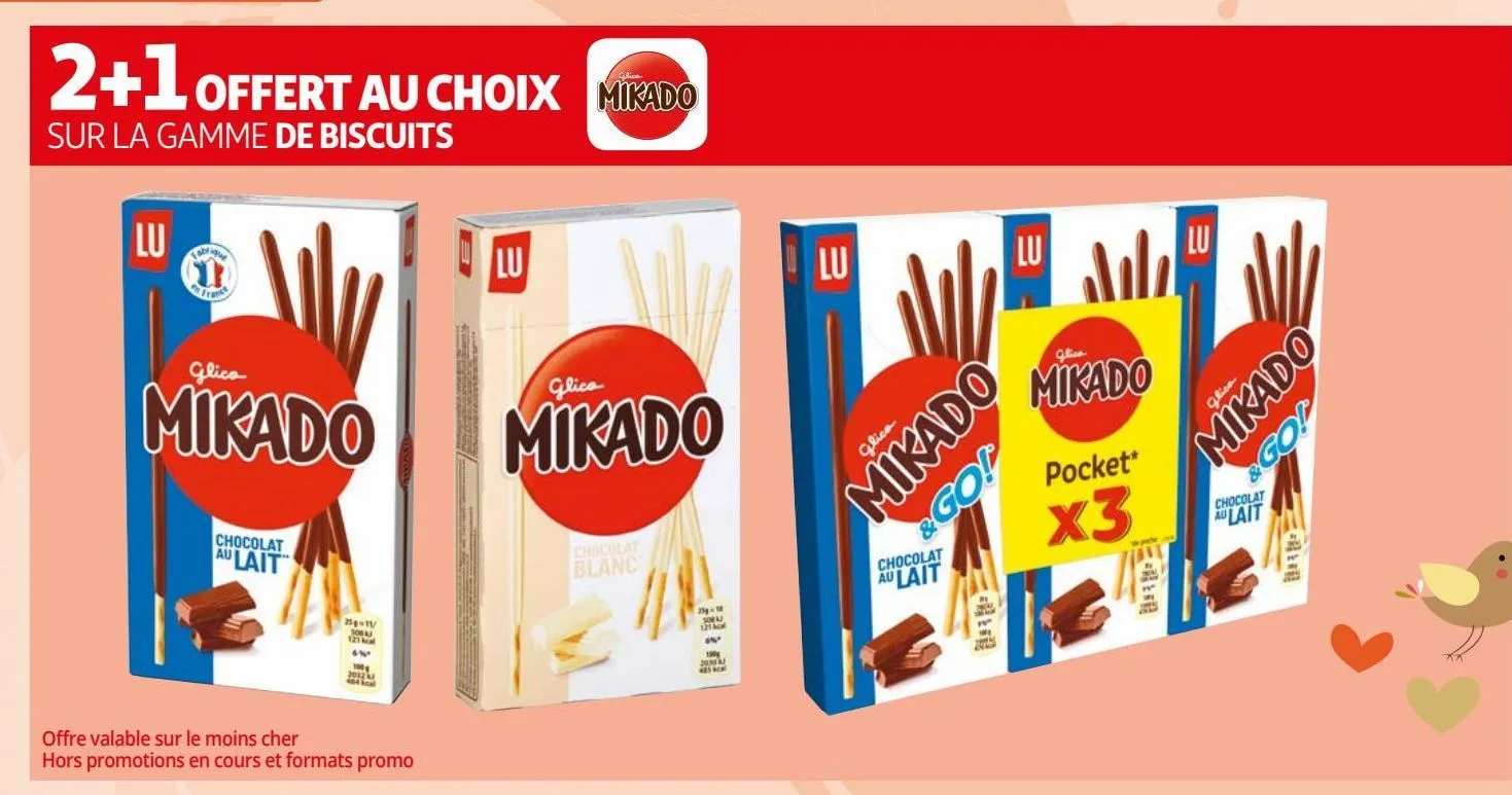 2+1 offert au choix sur la gamme de biscuits mikado