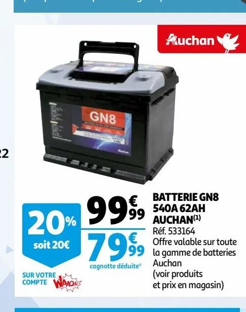 batterie gn8 540a 62ah auchan(1)