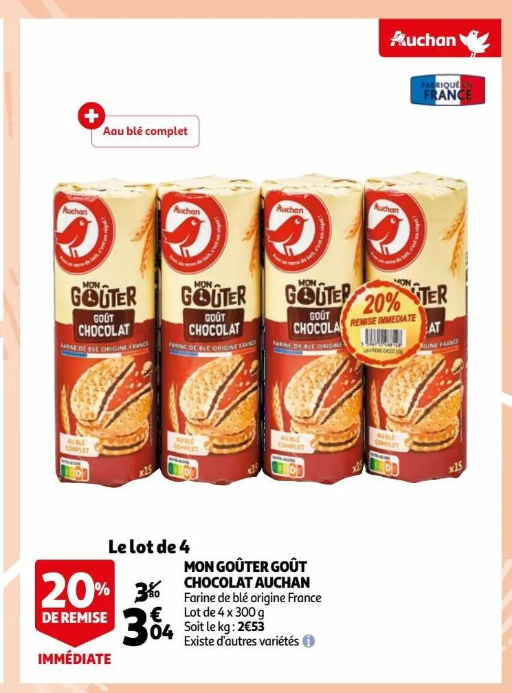 mon goûter goût chocolat auchan